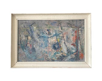 60s Original Mid Century Abstract Oil Painting Art on Canvas