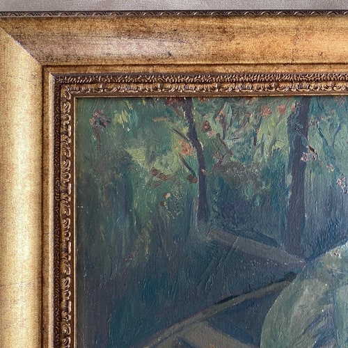 ORİGİNAL Vintage ART DECO Oil Painting shops c1960-1970