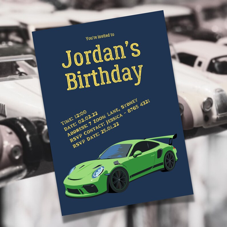 Editable Sports Car Party Invitation. Kids Party. Car Invite. Etsy