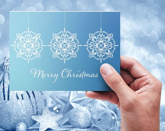 Tarjeta navideña con copos de nieve (imprimible)