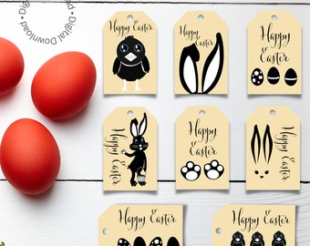 Etiquetas de regalo de Pascua neutras, etiquetas colgantes imprimibles (PDF)