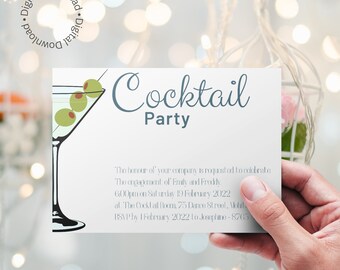 Plantilla de Canva de invitación editable para cóctel Martini