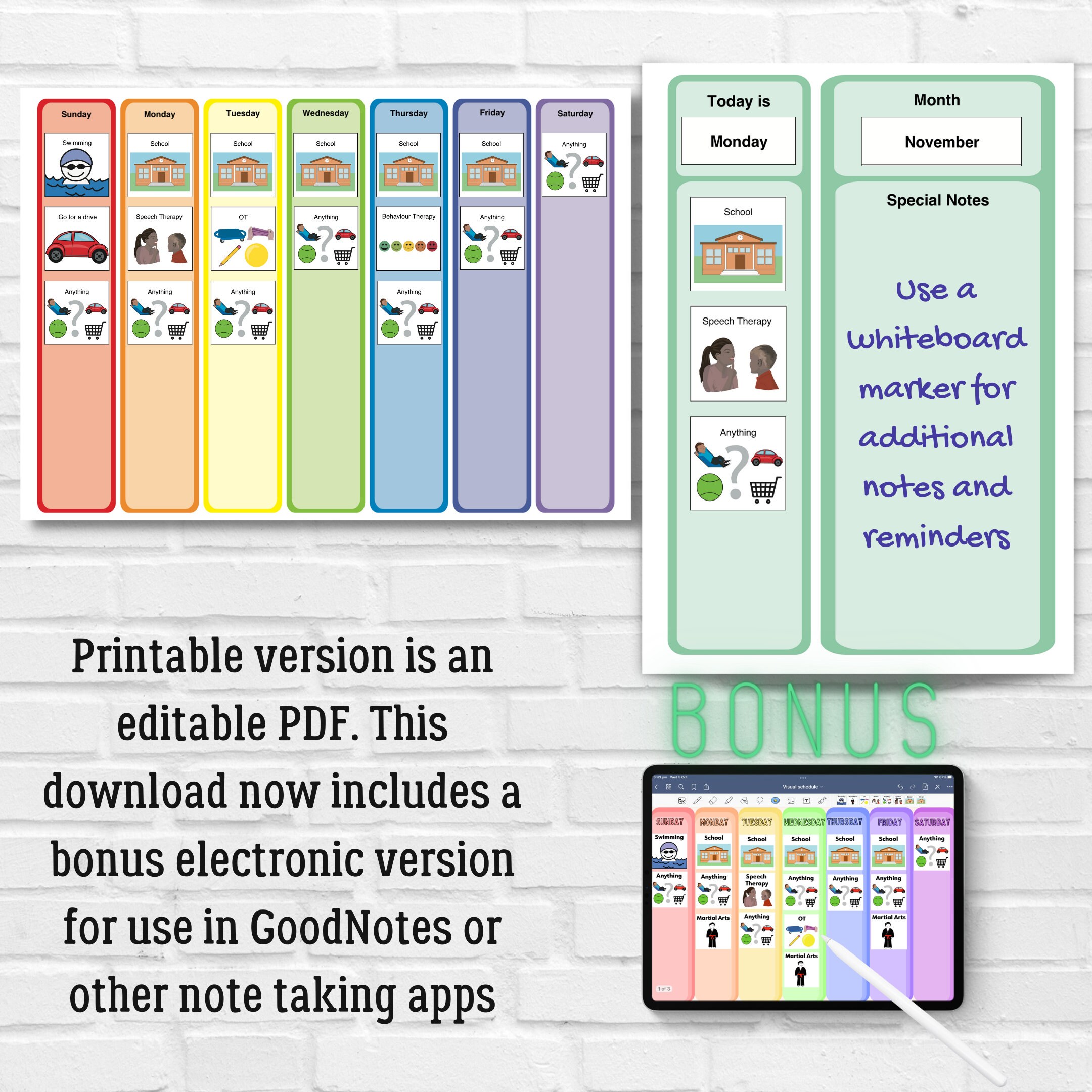 Editable Printable Visual Schedule for Autism and Additional Needs Now