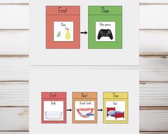 Tablero imprimible "Primero y luego", tarjetas de programación visual para autismo (imprimibles)