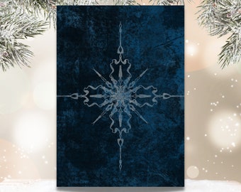 Tarjeta navideña con cruz de copo de nieve (imprimible)