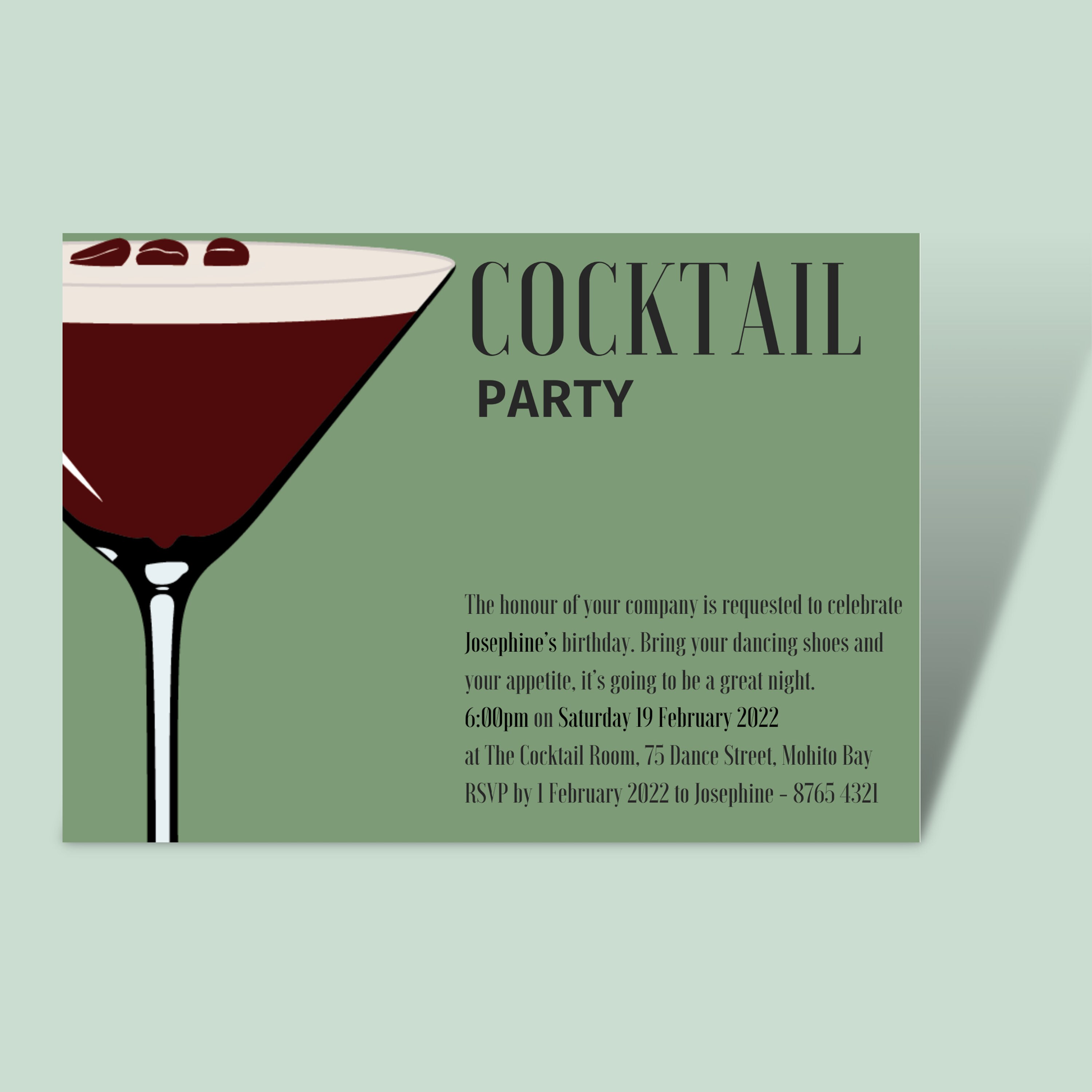 Printable Cocktail party invitation template with espresso - Etsy Portugal