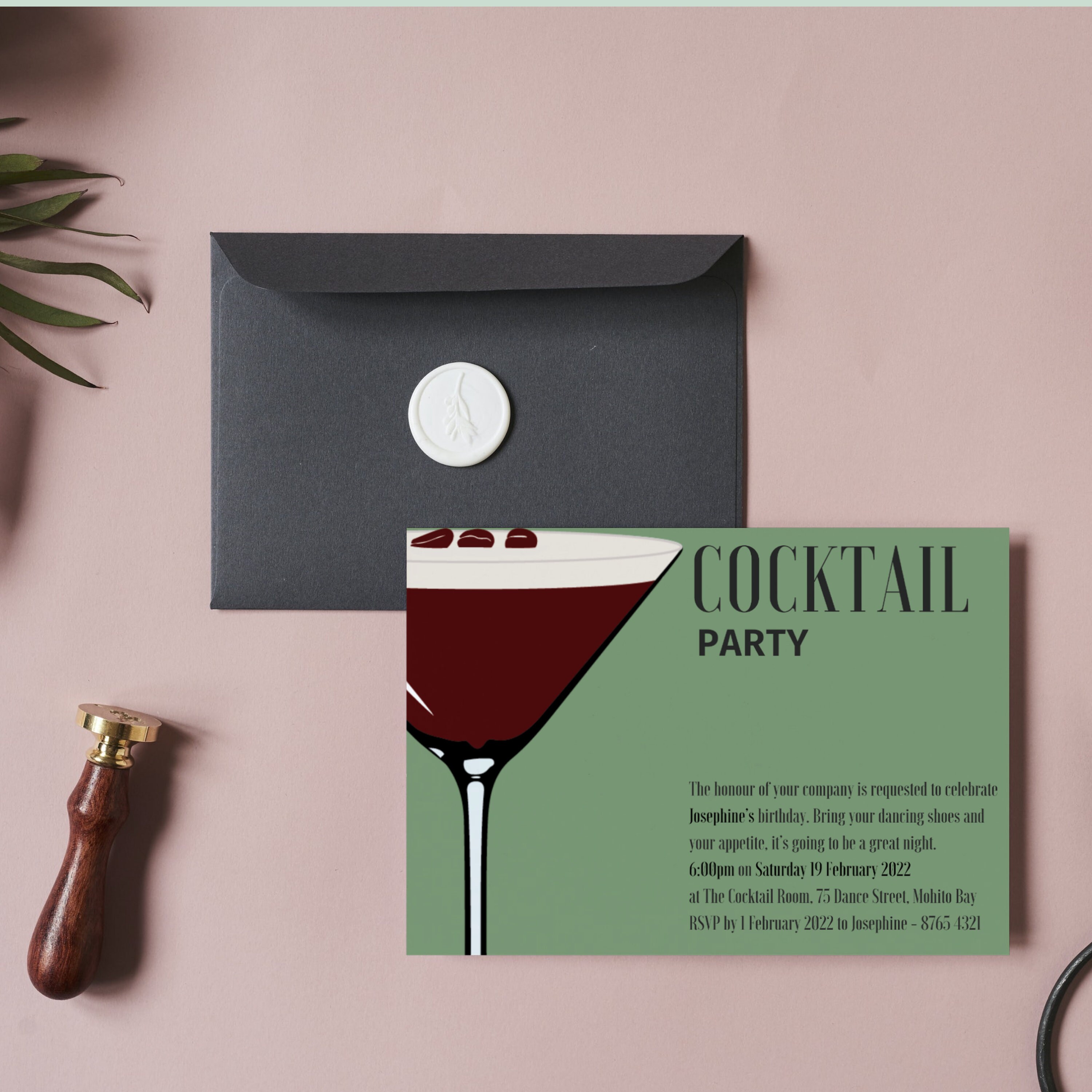 Printable Cocktail party invitation template with espresso - Etsy Portugal