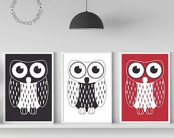Wise Whimsy: Decoración de pared imprimible con adorable trío de búhos