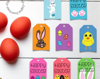 Etiquetas de regalo de Pascua coloridas: diseños imprimibles y vibrantes (descarga digital)