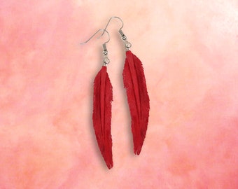 Feather Earring - red