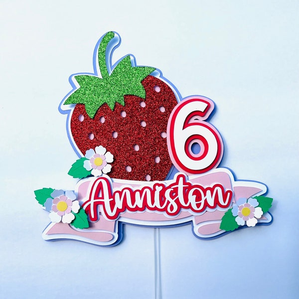 Strawberry Birthday Cake Topper, Strawberry Birthday, 3D, Strawberry Party Theme, Berry First Birthday, Party Decor, Summertime Party Decor