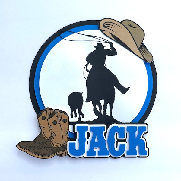 Calf Roping Cake Topper, Rodeo Cake Topper, 3D Cake Topper, Custom Name Cake Topper, Happy Birthday Cake Topper, Calf Roping, Working Horse