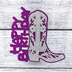 Glitter Cowgirl Boot Cake Topper: Western Birthday Party Decor