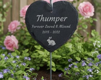 Personalised Pet Memorial Plaque with Hook Stake – Custom Engraved Grave Marker for Rabbit, Pets
