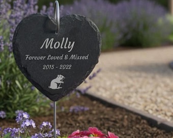 Personalised Pet Memorial Plaque with Hook Stake – Custom Engraved Grave Marker for Gerbil, Pets