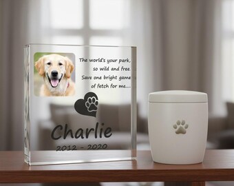 Pet memorial acrylic block, personalised with your own photo and text. Design 04
