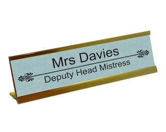 Office Desk Sign Personalised Name Plate Holder Desk Plaque With Gold Desk Stand Work Office Home Style G