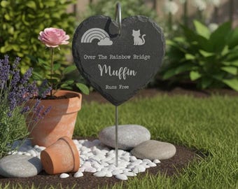 Personalised Pet Memorial Plaque with Hook Stake – Custom Engraved Grave Marker for Cats, Pets Design 02