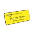 Hello My Name Is Yellow Badge with Engraved Black Text Student Nurse Midwife Doctor Healthcare Assistant Premium Customised Bespoke product logo