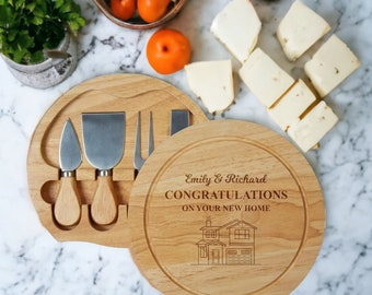 Personalised Cheese Board Set With Utensils Style 02- Rustic Cheese Board Gift for him or her - Wedding Gift - House Warming Present