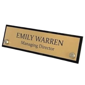 Office Desk Sign Personalised Name Plate Holder Acrylic Desk Plaque Work Office Home Style with metal stand offs