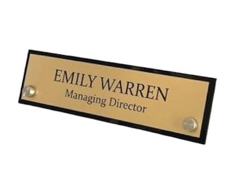 Letrero de escritorio de oficina, soporte de placa de nombre personalizado, placa de escritorio de acrílico, estilo de trabajo, oficina y hogar con separadores de metal