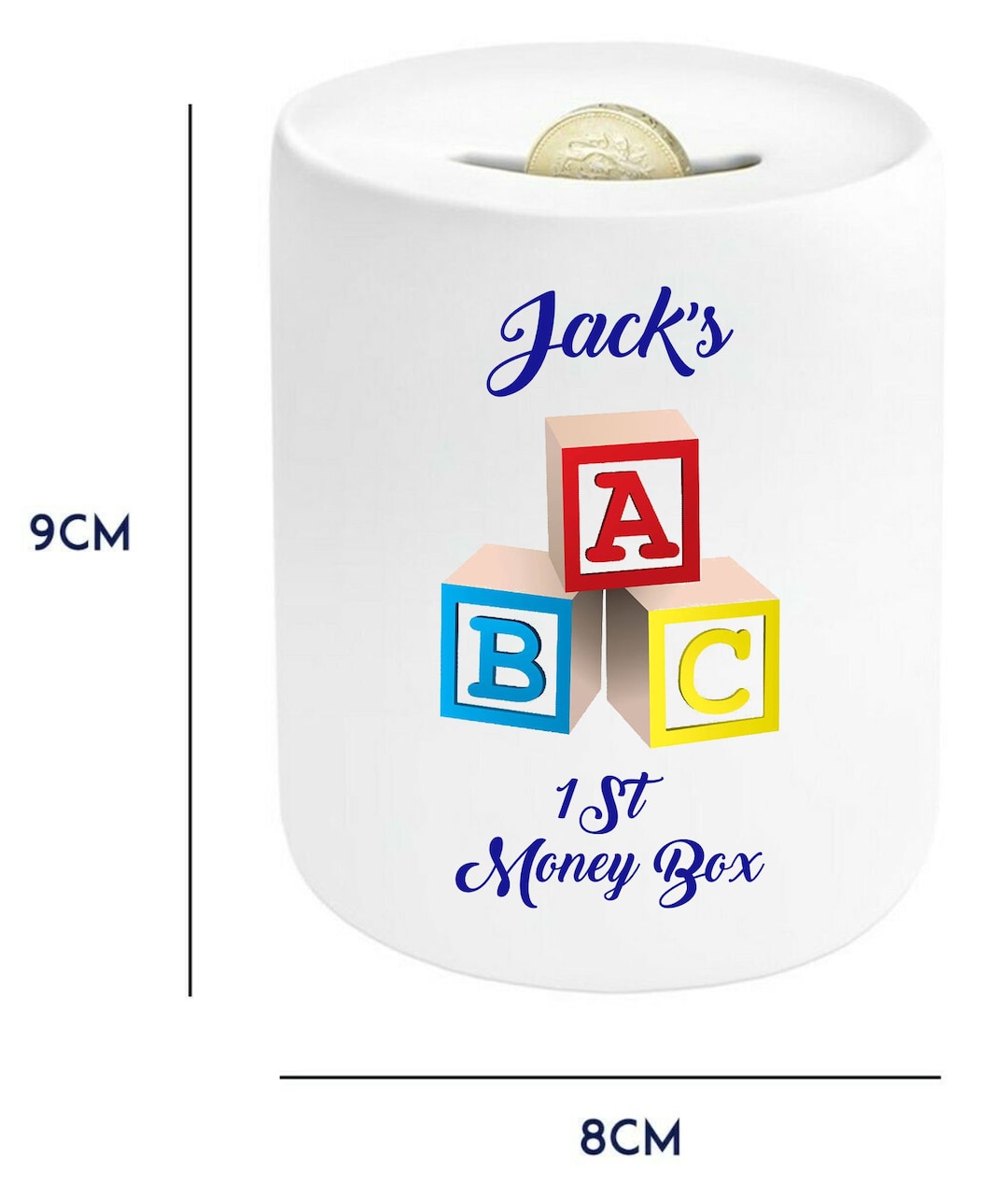 Personalised Boys Money Box Premium Quality Newborn Gift Baby ABC