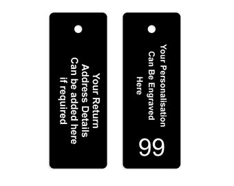 Etiquetas acrílicas para llaveros personalizadas con sus datos, pueden ser de una o dos caras, elección de colores