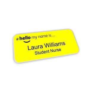 Hello My Name Is Premium Personalised Yellow Name Badge image 1