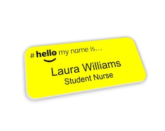 Hello My Name Is Premium Personalised Yellow Name Badge