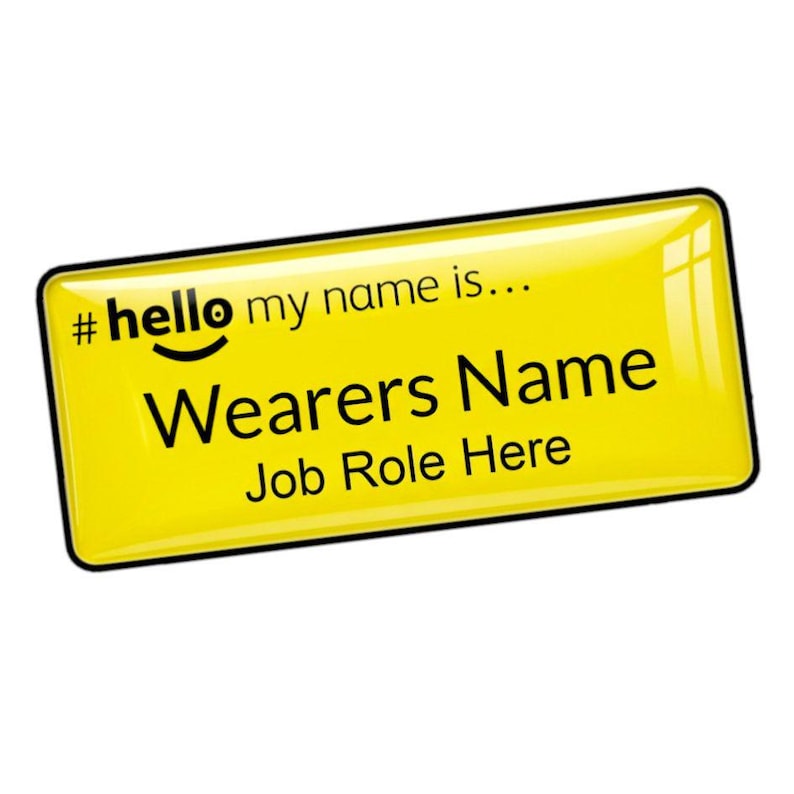 Resin Coated Hello My Name Is Yellow Badge 76 x 32mm Engraved Printed Black Text Student Nurse Midwife Doctor Healthcare Assistant image 2