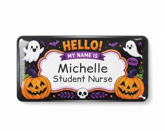 Personalised Halloween “Hello My Name Is” Name Badge – Resin Coated - 02