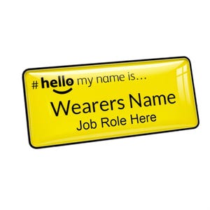Resin Coated Hello My Name Is Yellow Badge  76 x 32mm Engraved Printed Black Text Student Nurse Midwife Doctor Healthcare Assistant
