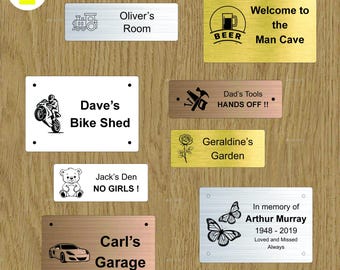 Custom Engraved Plaque Personalised Sign with Text & Optional Graphics and Images