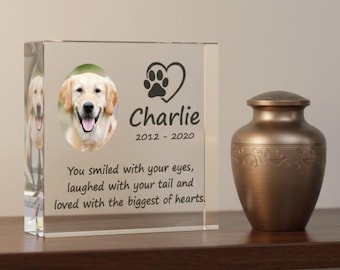 Pet memorial acrylic block, personalised with your own photo and text. Design 03