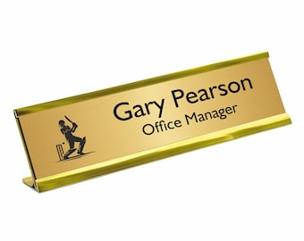 Enseigne de bureau personnalisée porte-plaque d'identification personnalisée avec support de bureau en or bureau à domicile conception de joueur de cricket