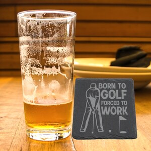 Slate Coaster Engraved With A Funny Golf Quote style 04