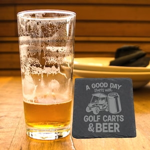 Slate Coaster Engraved With A Funny Golf Quote style 01