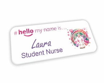 Hello My Name Is Badge Student Nurse Midwife Doctor NHS Hospital General Practitioner Nursery school Easter Watercolour Design 002