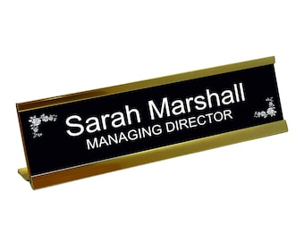 Office Desk Sign Personalised Name Plate Holder Desk Plaque With Gold Desk Stand Work Office Home Style I