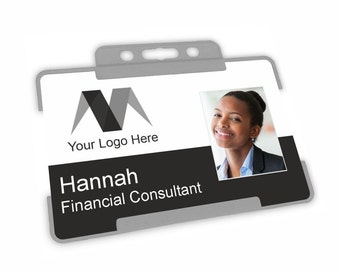 Personalised Photo Id Card Rigid Card Holder Lanyard Choice of Colours Add your company logo and your photograph's