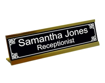 Enseigne de bureau personnalisée porte-plaque d'identification personnalisée avec support de bureau doré style de travail maison D