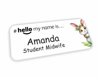 Hello My Name Is Badge Student Nurse Midwife Doctor NHS Hospital General Practitioner Nursery school Easter Eggs Peeking Design 003