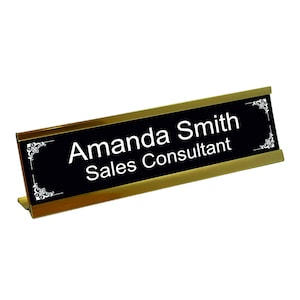 Office Desk Sign Personalised Name Plate Holder Desk Plaque With Gold Desk Stand Work Office Home Style B