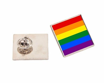 26mm Square Customised Metal Lapel Pin Badge Printed With LGBT logo Silver Frame