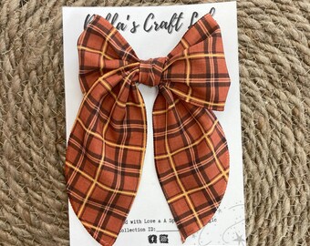 Autumn Plaid Hair Bow: Rustic Tartan Fall Hair Clip