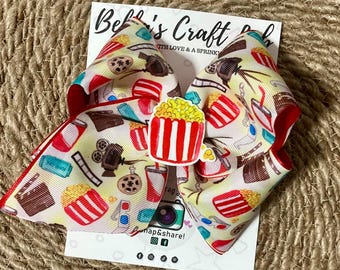 Movie Night Hair Bow: Oversized Popcorn Bow, Film Lover Accessory