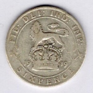 1919 King George V .925 Silver Sixpence Coin Collect Bridal Gift Lucky Sixpenny Wedding Presents Token