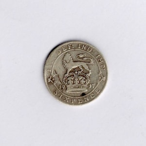 Moneda de seis peniques de plata de 925 de 1917 del rey Jorge V, regalo de boda coleccionable, ficha de seis peniques de la suerte