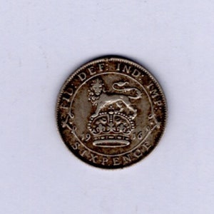 Moneda de seis peniques de plata de 925 de 1916 del rey Jorge V, regalo de boda coleccionable, moneda de seis peniques de la suerte